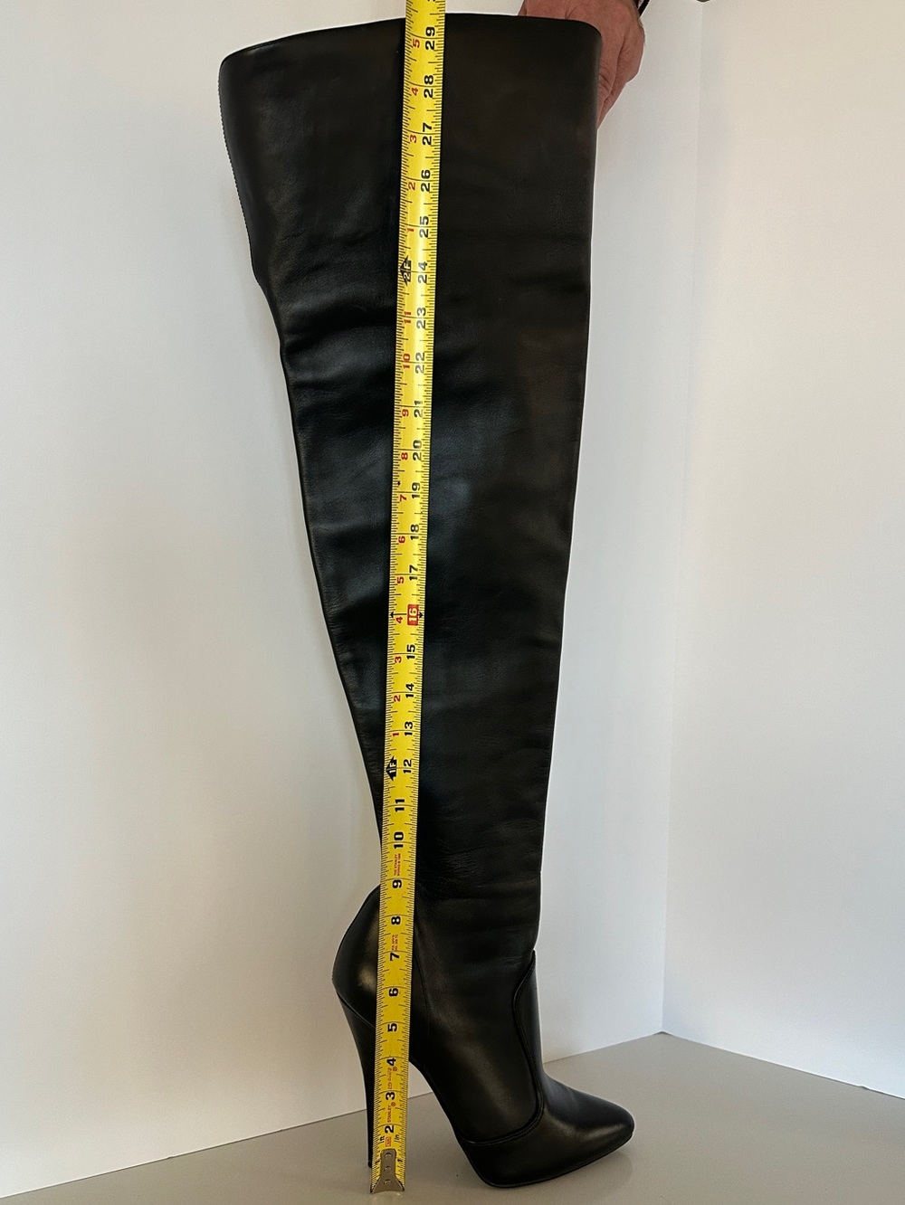 Pleaser Thigh High Stiletto Boots Genuine Leather Black Size 10 - Picture 14 of 16